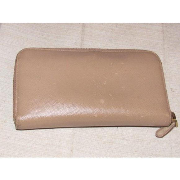 PRADA, Nude Pale Pink Leather XL Zip-around Wallet - Picture 9 of 11